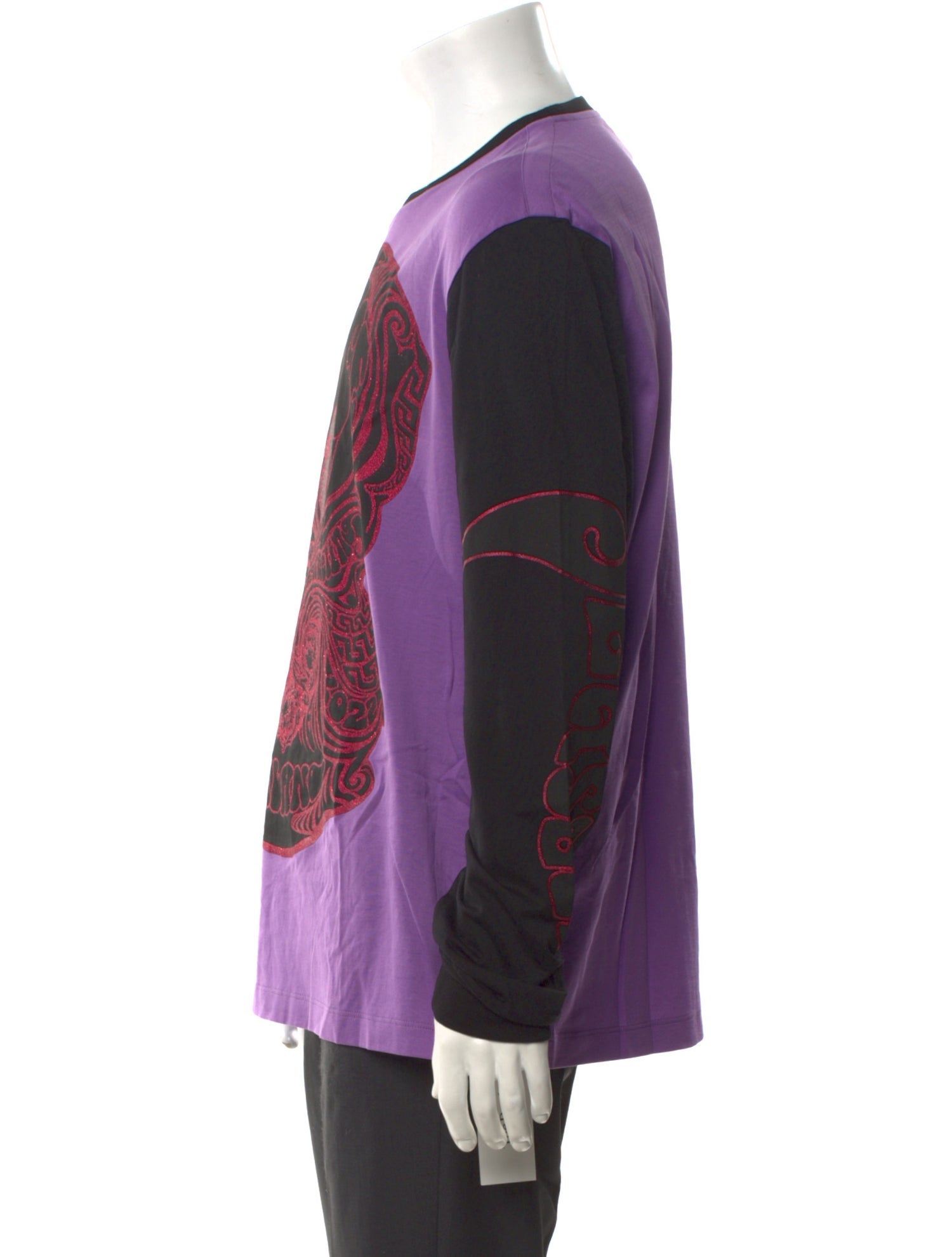 Versace Graphic Print Crew Neck Henley