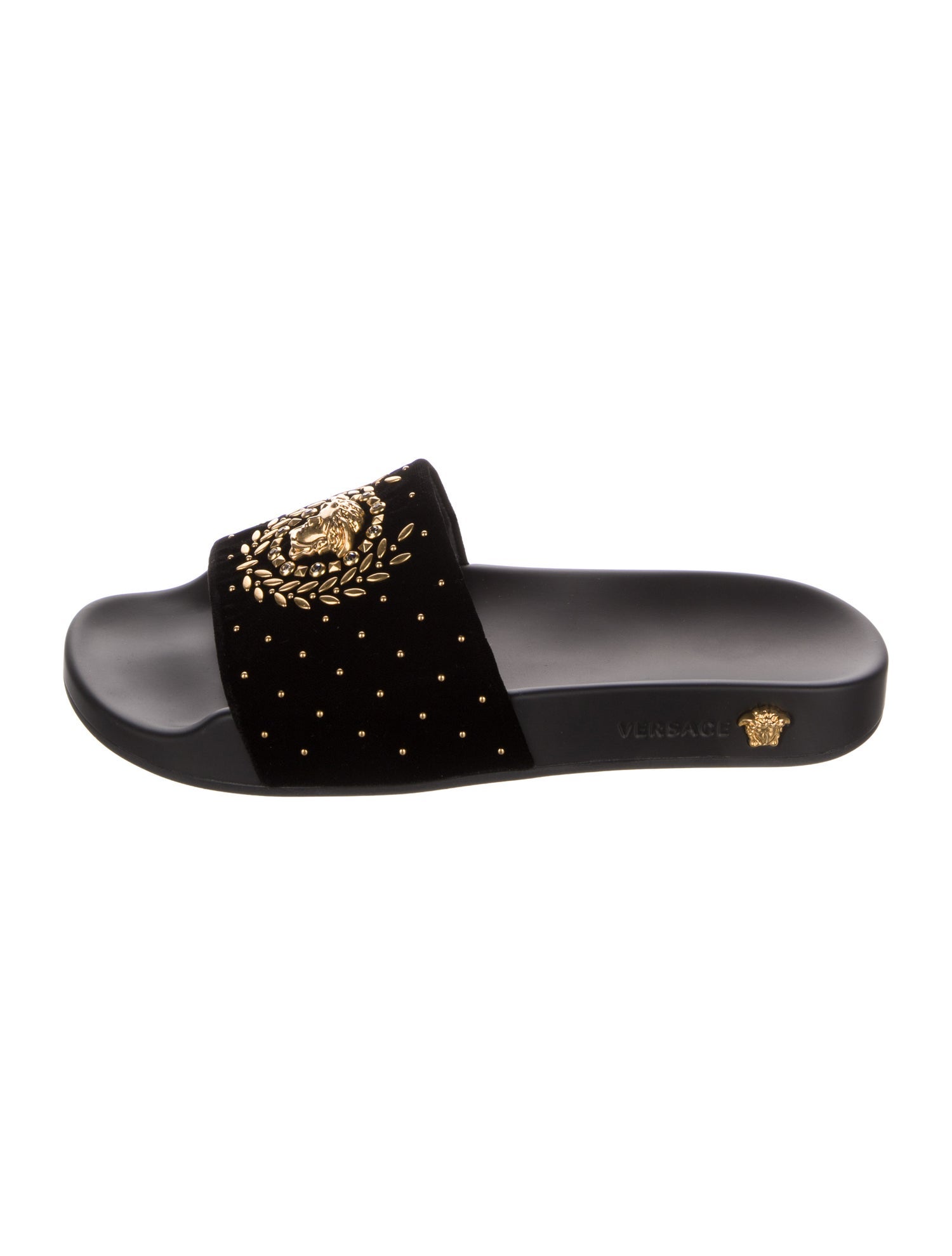 Versace Velvet Crystal Embellishments Slides