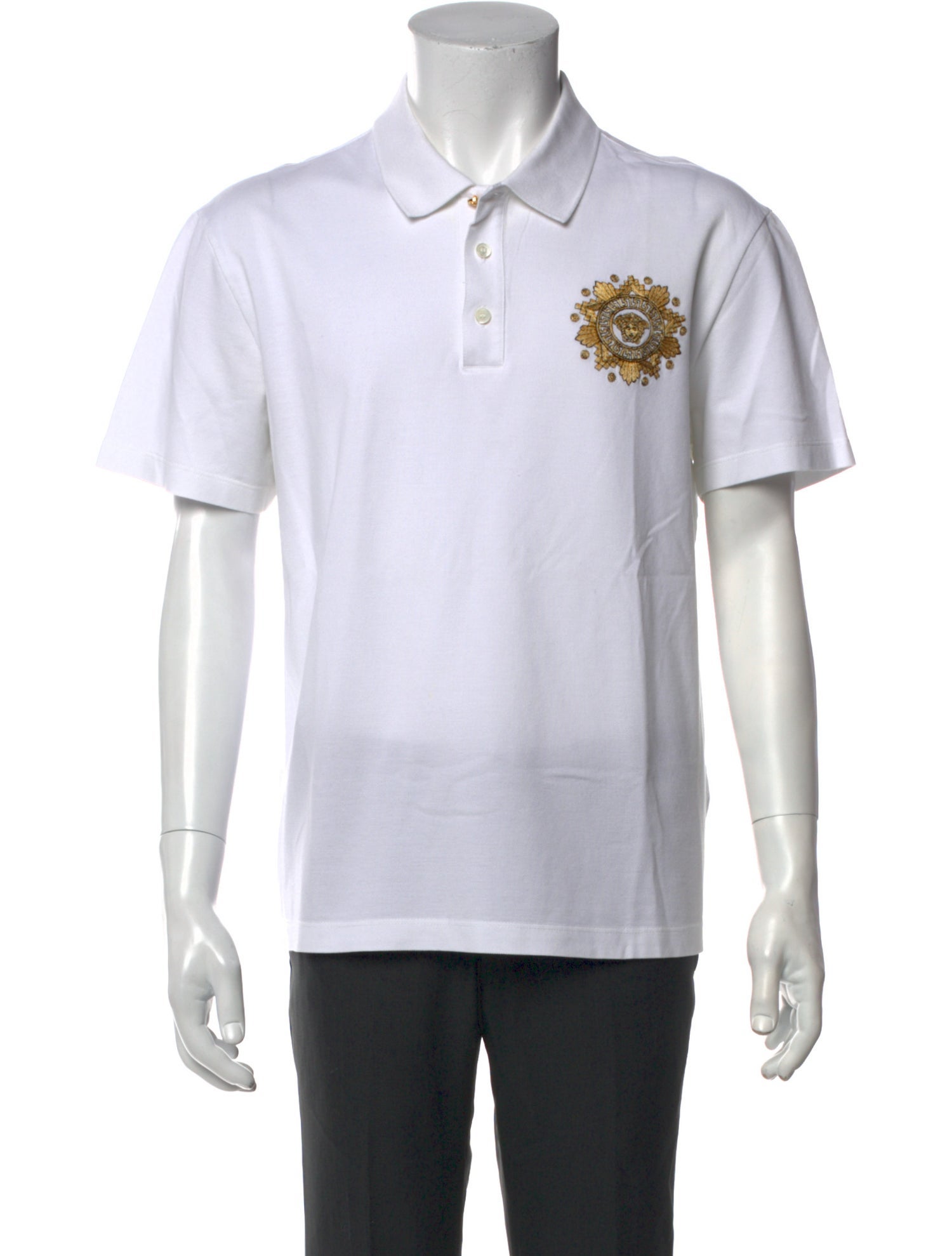 Versace Graphic Print Collar Polo Shirt