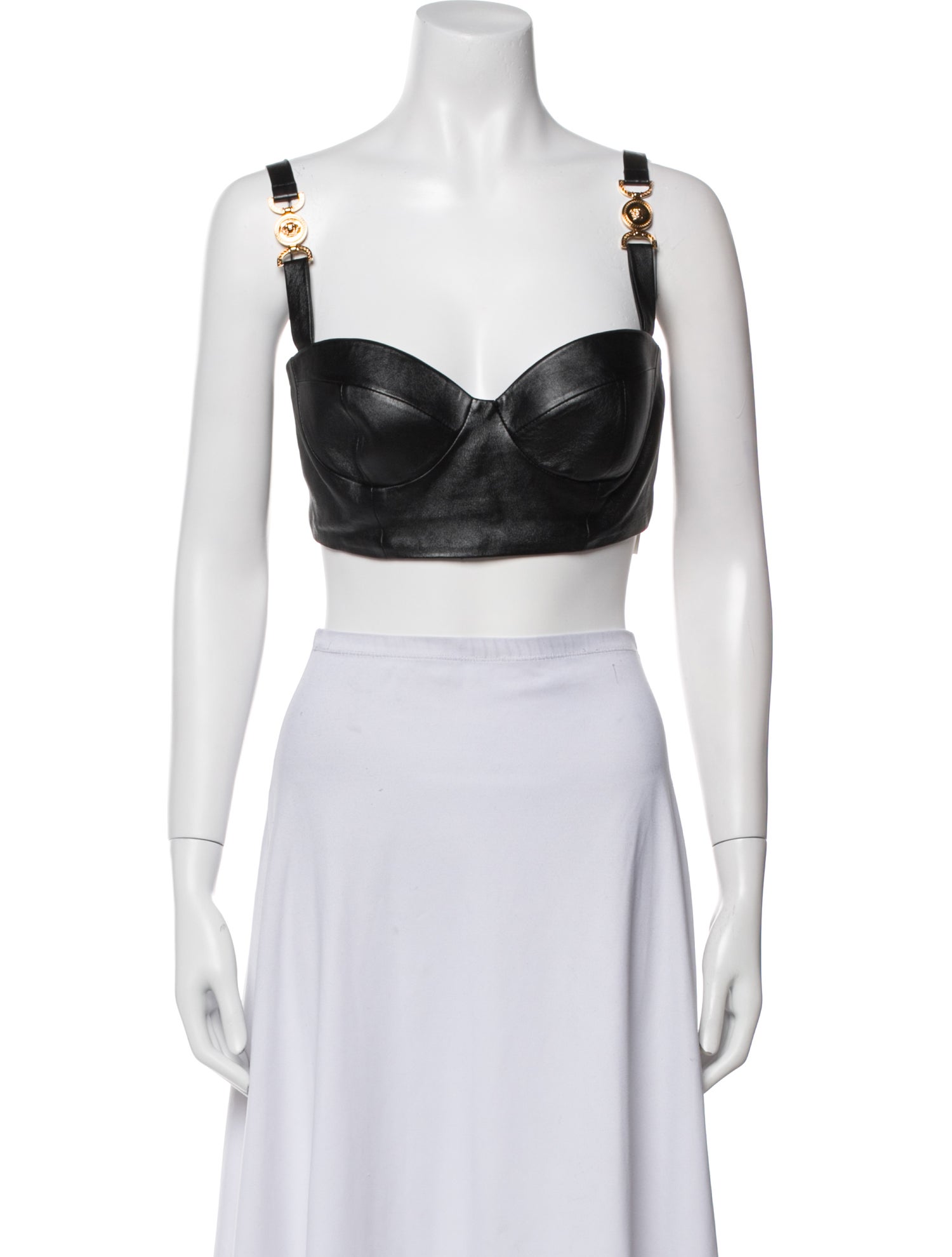 Versace Lambskin Square Neckline Crop Top
