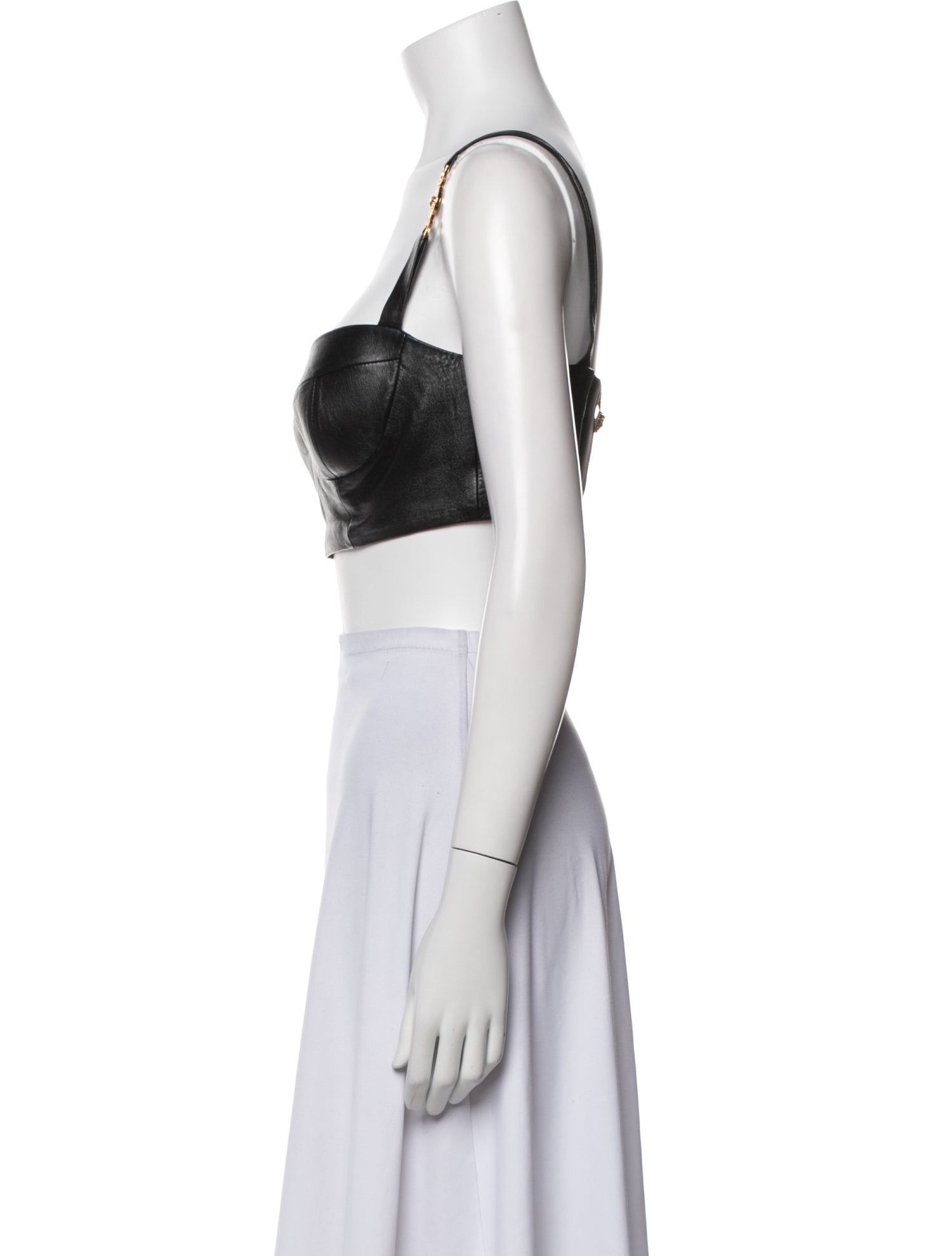 Versace Lambskin Square Neckline Crop Top