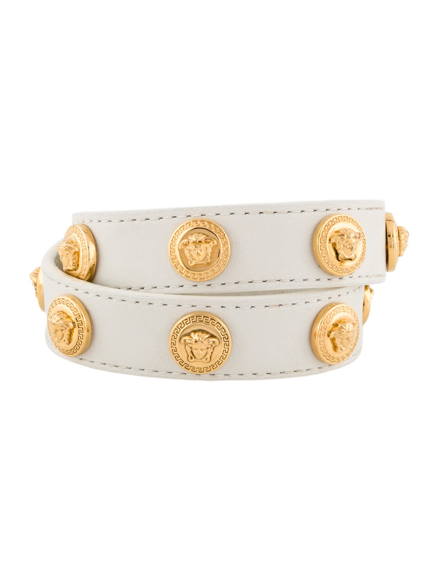 Versace Leather Studded Wrap Bracelet