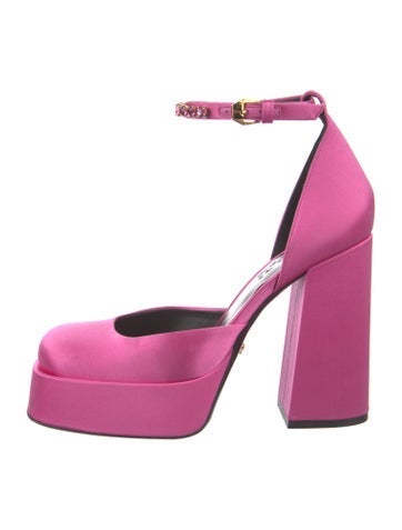 Versace Pumps Satin Crystal Embellishments D'Orsay IT 38 | 8