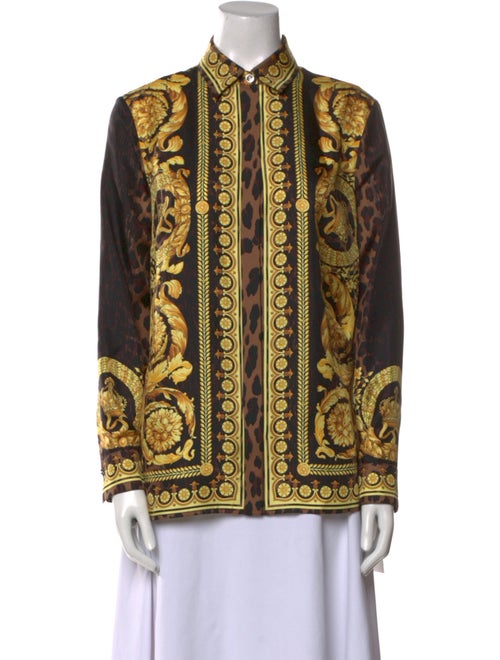 Versace Silk Printed Button-Up Top