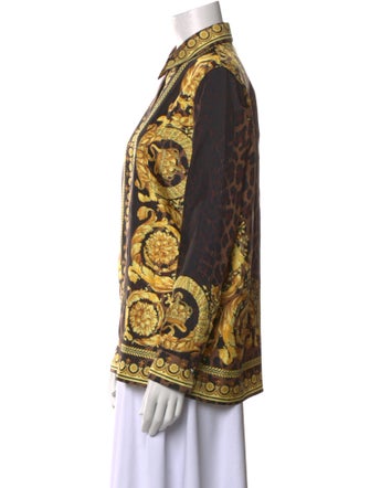 Versace Silk Printed Button-Up Top