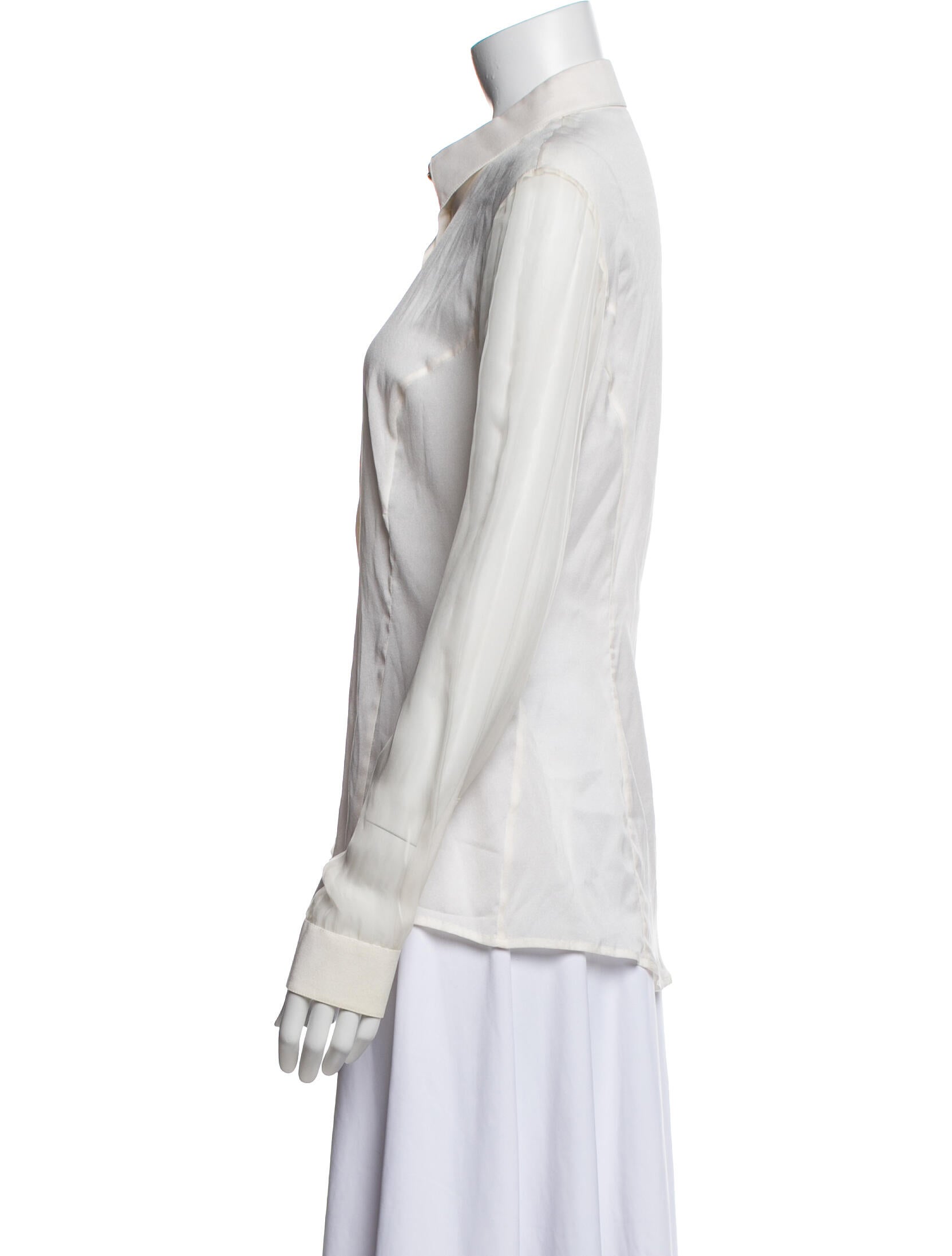 Versace Silk Long Sleeve Button-Up Top