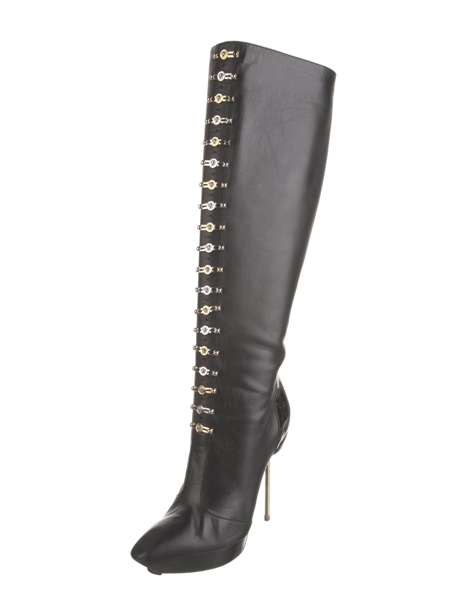 Versace Leather Lace-Up Boots