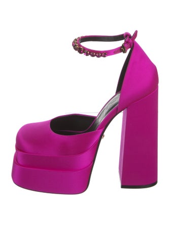 Versace Satin Crystal Embellishments D'Orsay Pumps