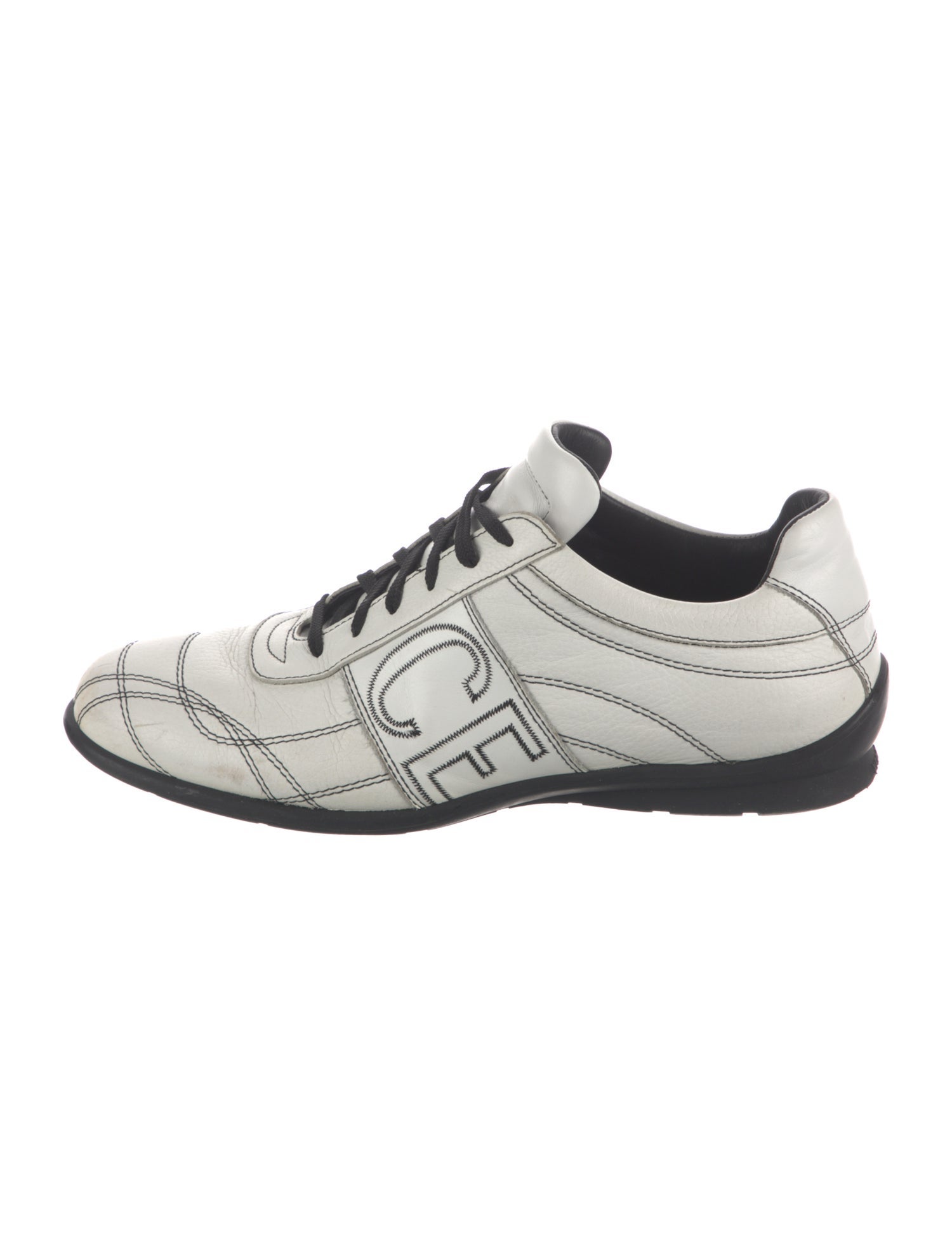 Versace Leather Graphic Print Sneakers