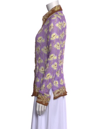 Versace Printed Long Sleeve Button-Up Top