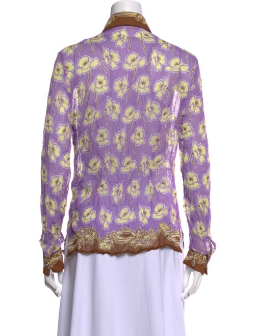 Versace Printed Long Sleeve Button-Up Top