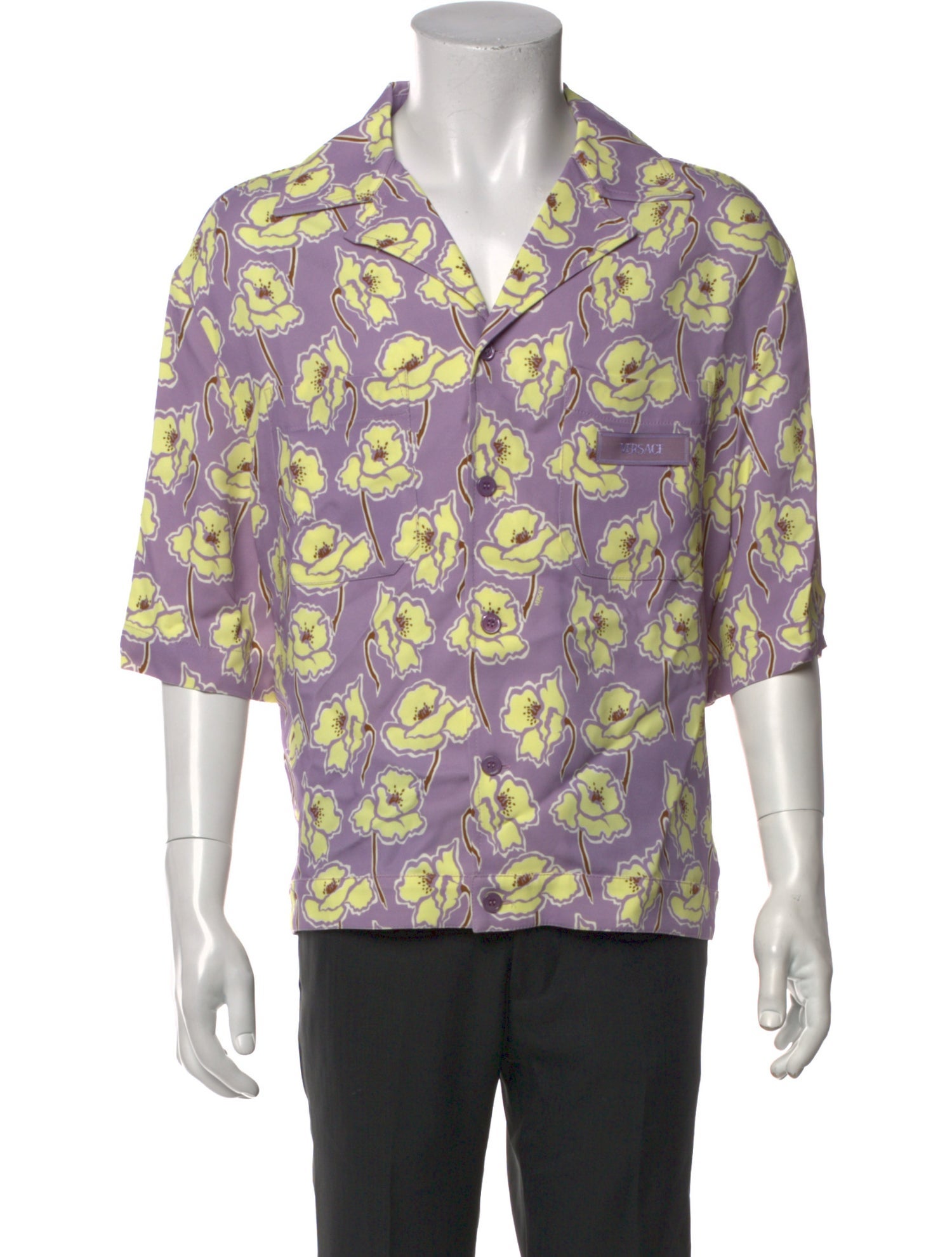 Versace Floral Print Three-Quarter Sleeve Shirt w/ Tags