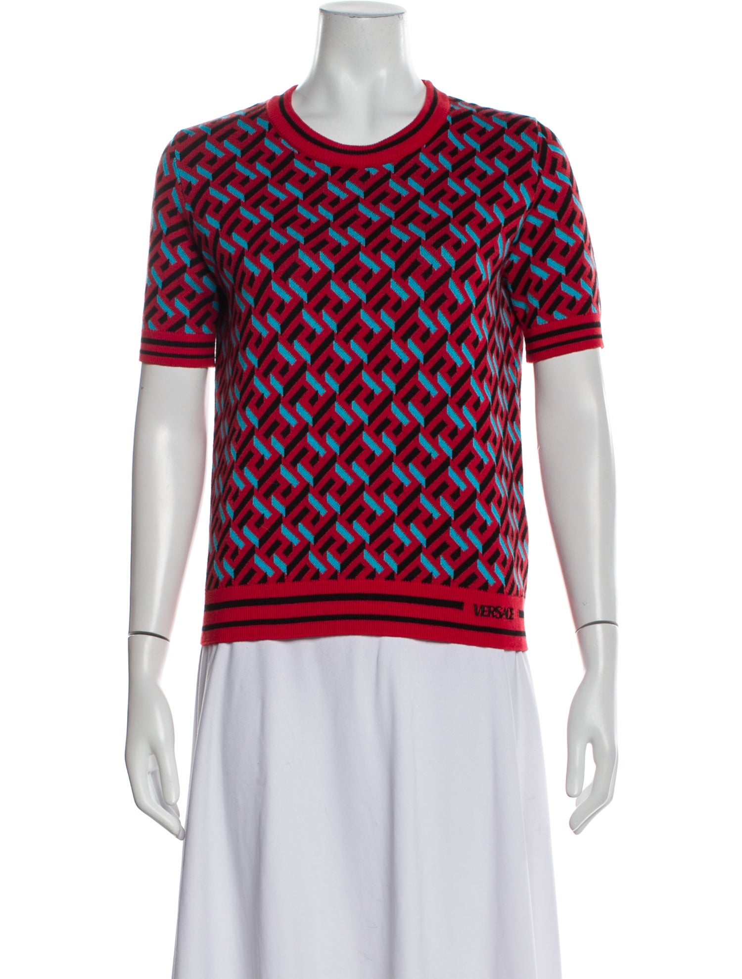 Versace Printed Scoop Neck Sweater