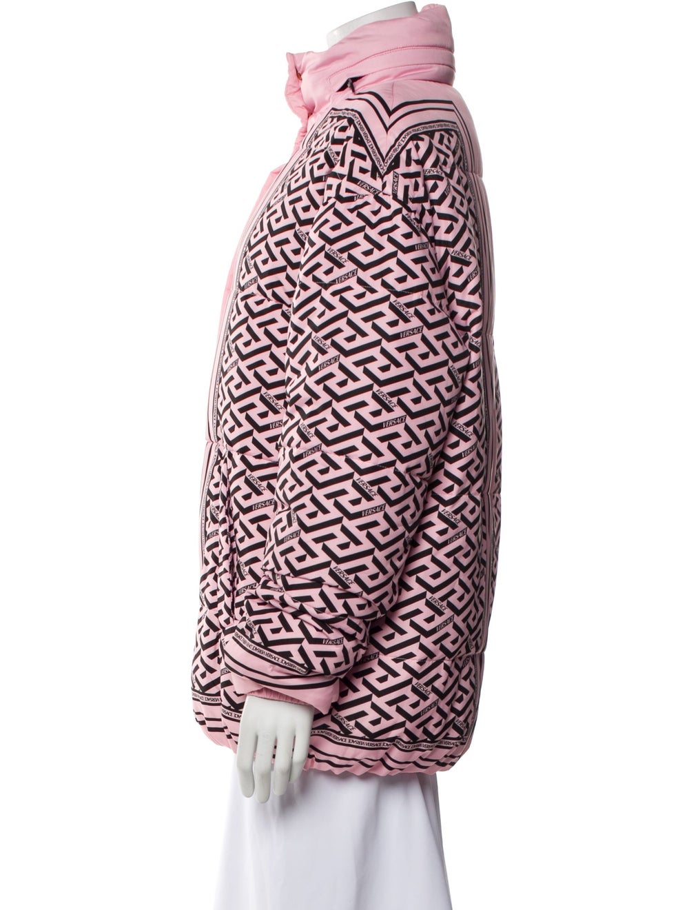 Versace Down Jacket Pink Printed Stand Collar Sli… - image 2