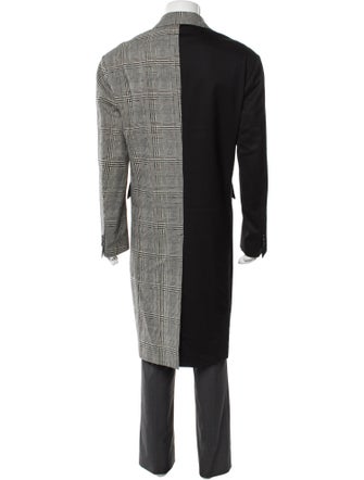 Versace Virgin Wool Plaid Print Overcoat