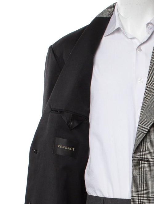 Versace Virgin Wool Plaid Print Overcoat