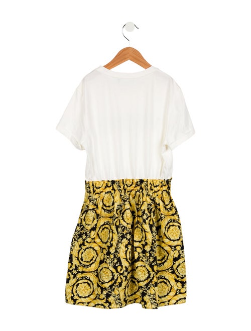 Versace Girls' Graphic Logo Printed Short Sleeve Dress