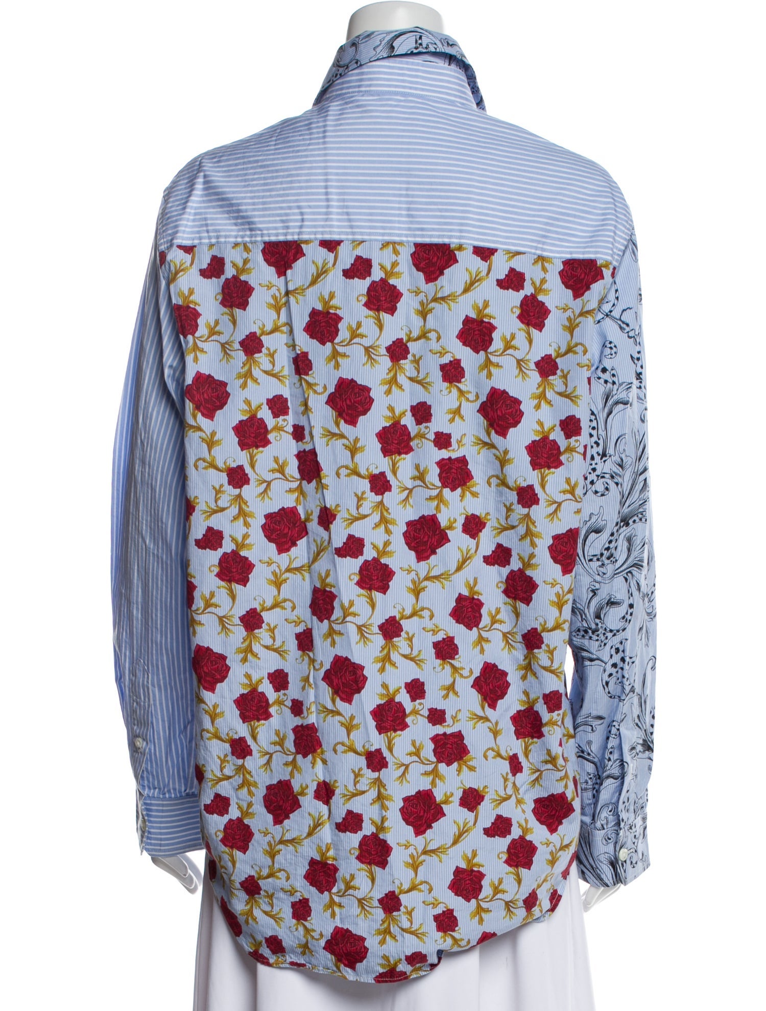 Versace Printed Long Sleeve Button-Up Top