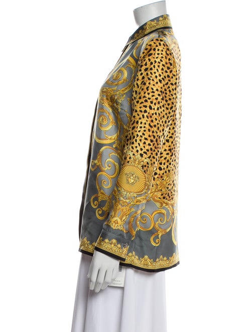 Versace Silk Printed Button-Up Top