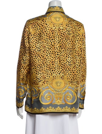 Versace Silk Printed Button-Up Top