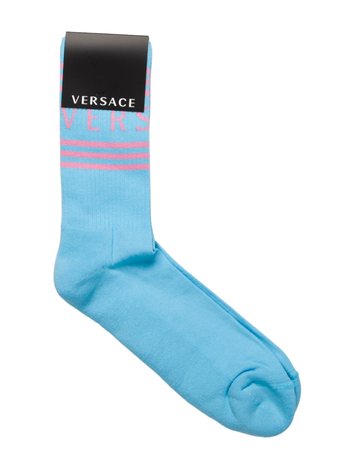 Versace Striped Logo Socks w/Tags