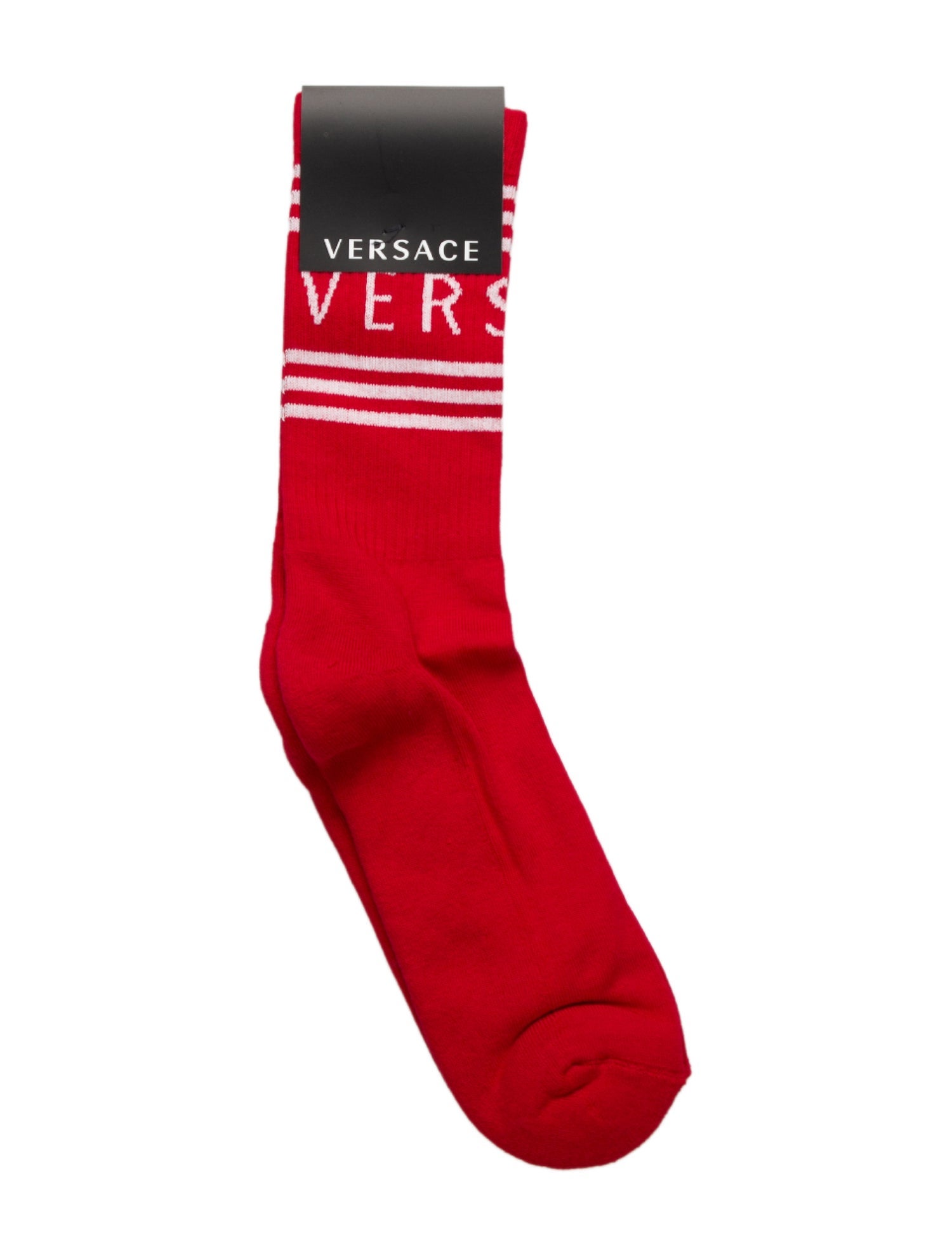 Versace Striped Logo Socks w/Tags