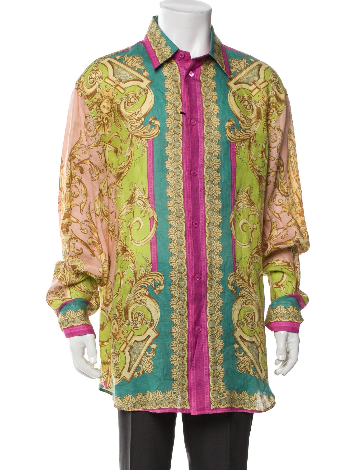 Versace Barocco Print Linen Shirt w/ Tags