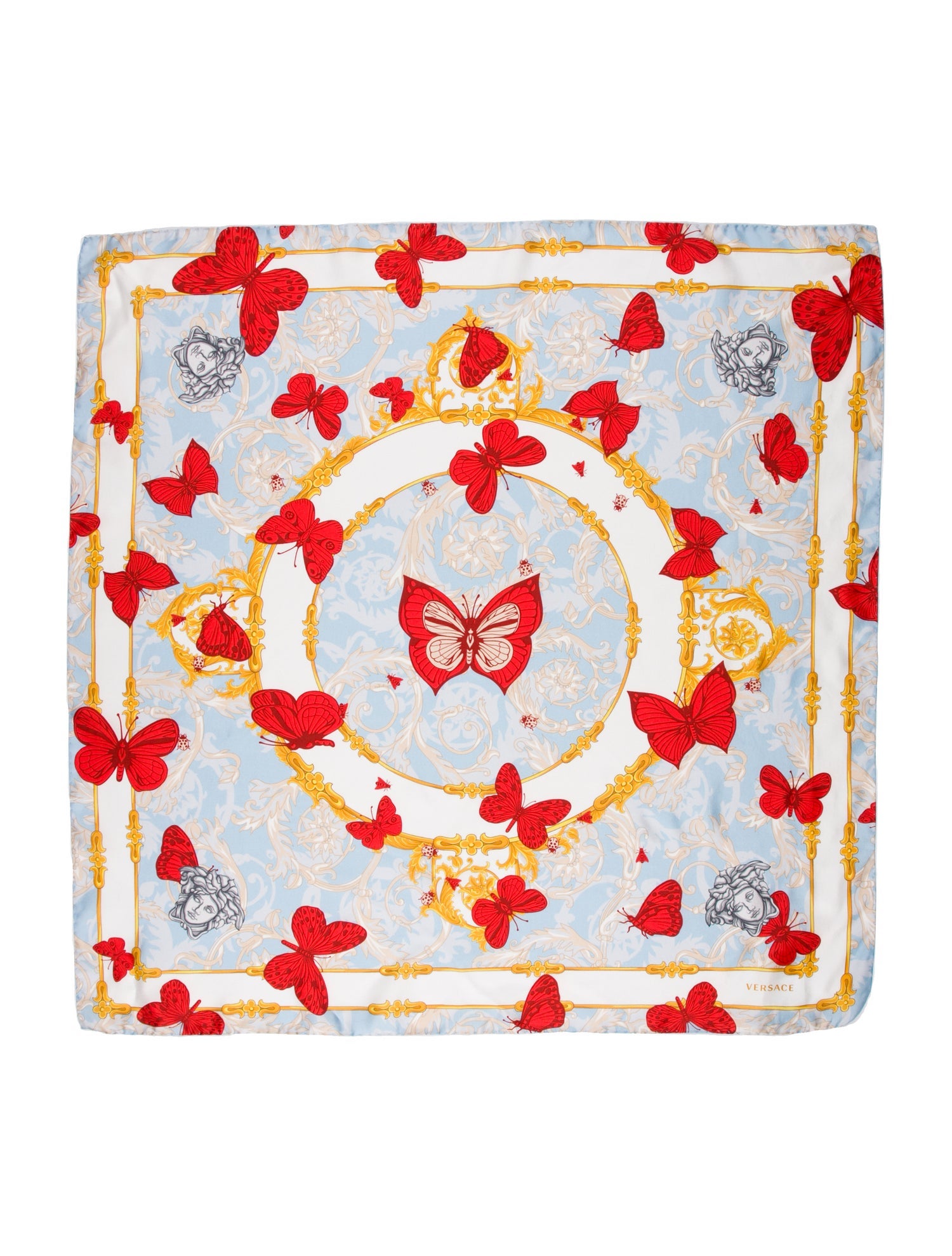 Versace Festival Quadri Silk Scarf w/ Tags