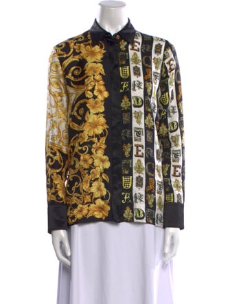Versace Silk Printed Button-Up Top