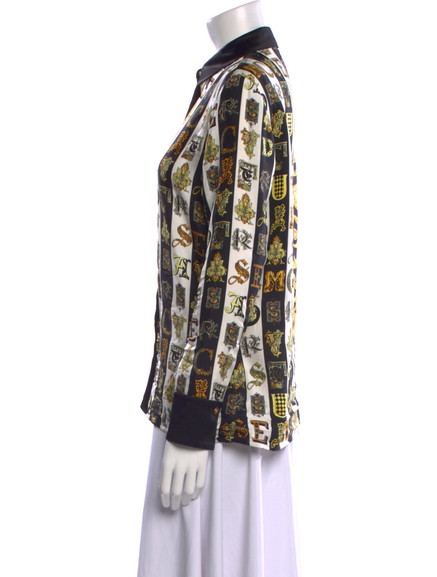 Versace Silk Printed Button-Up Top