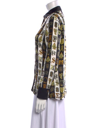 Versace Silk Printed Button-Up Top