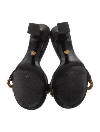 Versace Leather Chain-Link Accents Slides