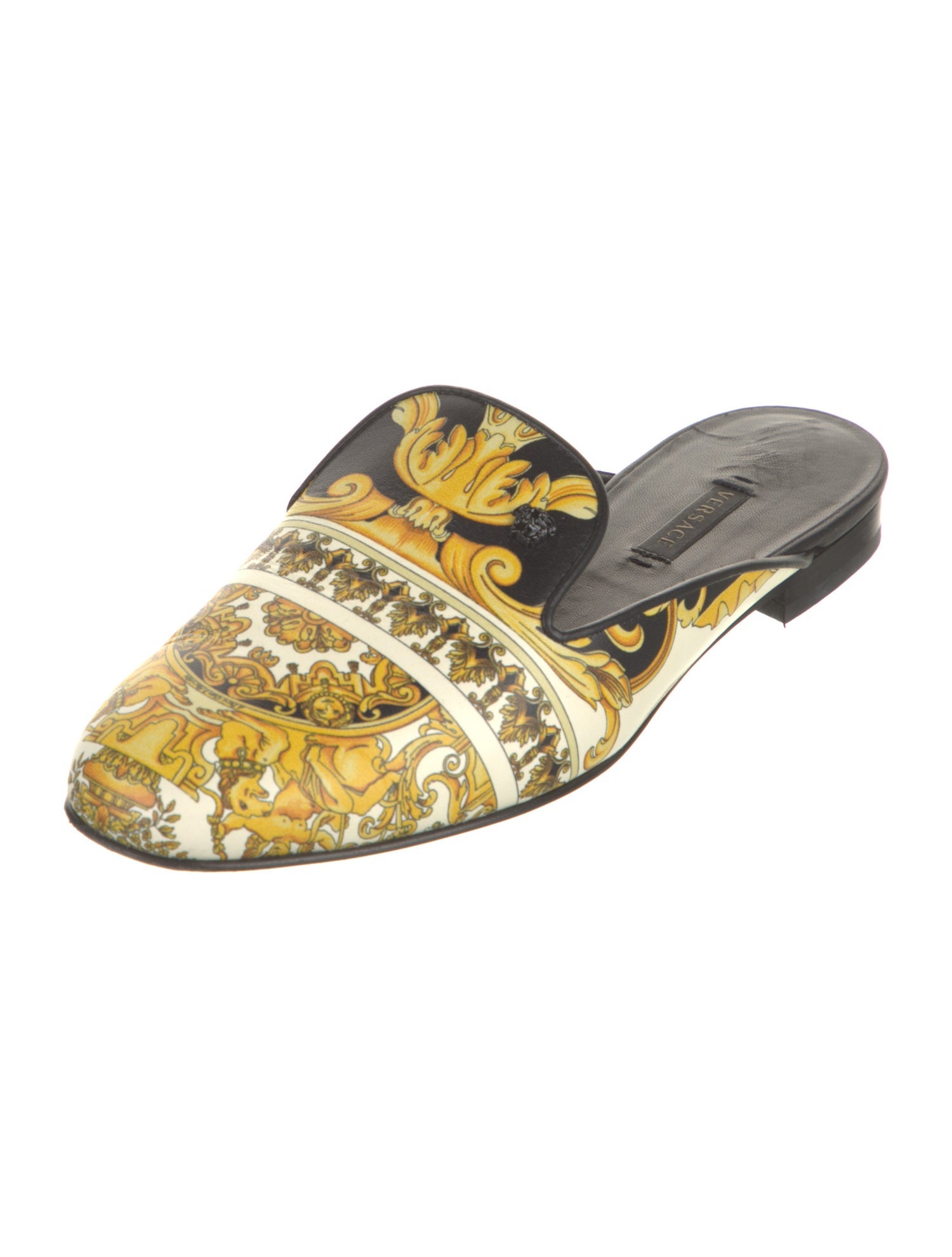 Versace Leather Printed Mules
