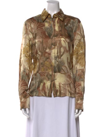 Versace Silk Printed Button-Up Top