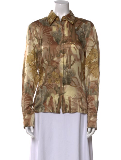 Versace Silk Printed Button-Up Top