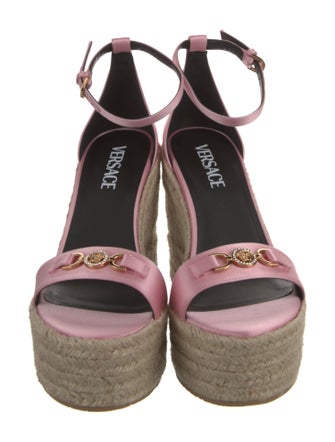 Versace Satin Crystal Embellishments Espadrilles