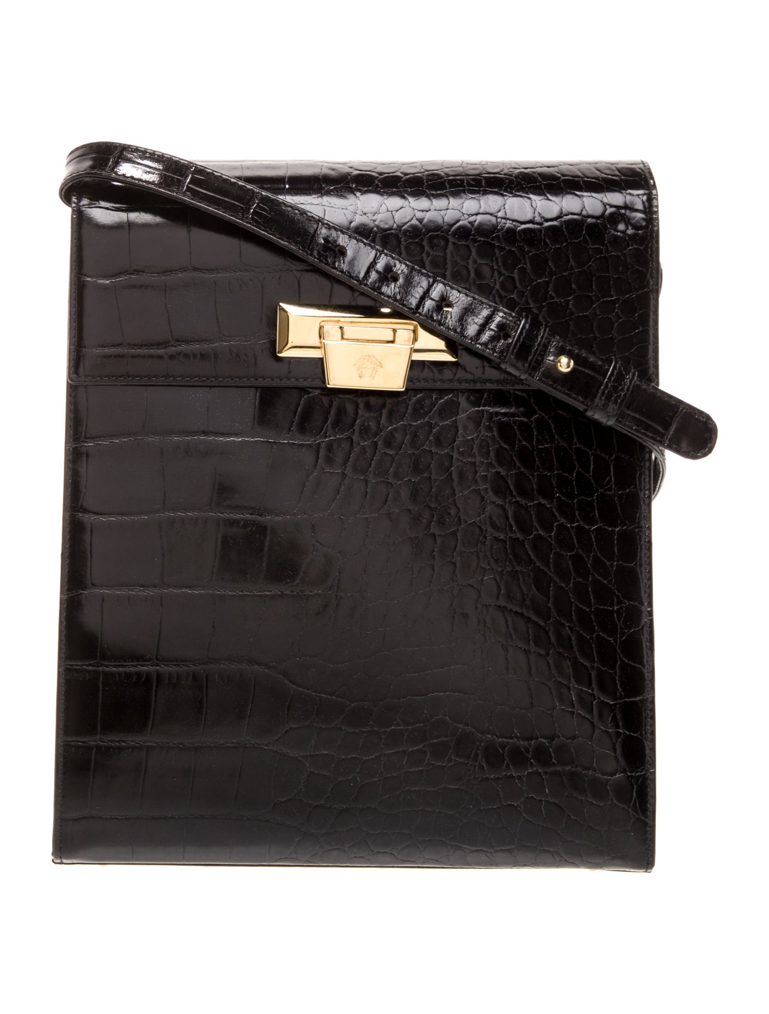 Versace Embossed Leather Shoulder Bag Vintage