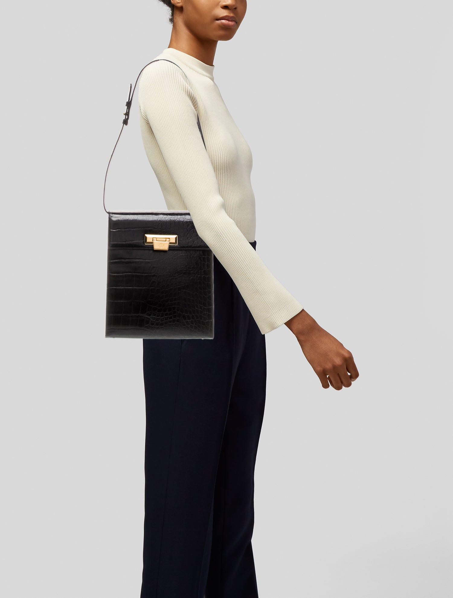 Versace Embossed Leather Shoulder Bag Vintage