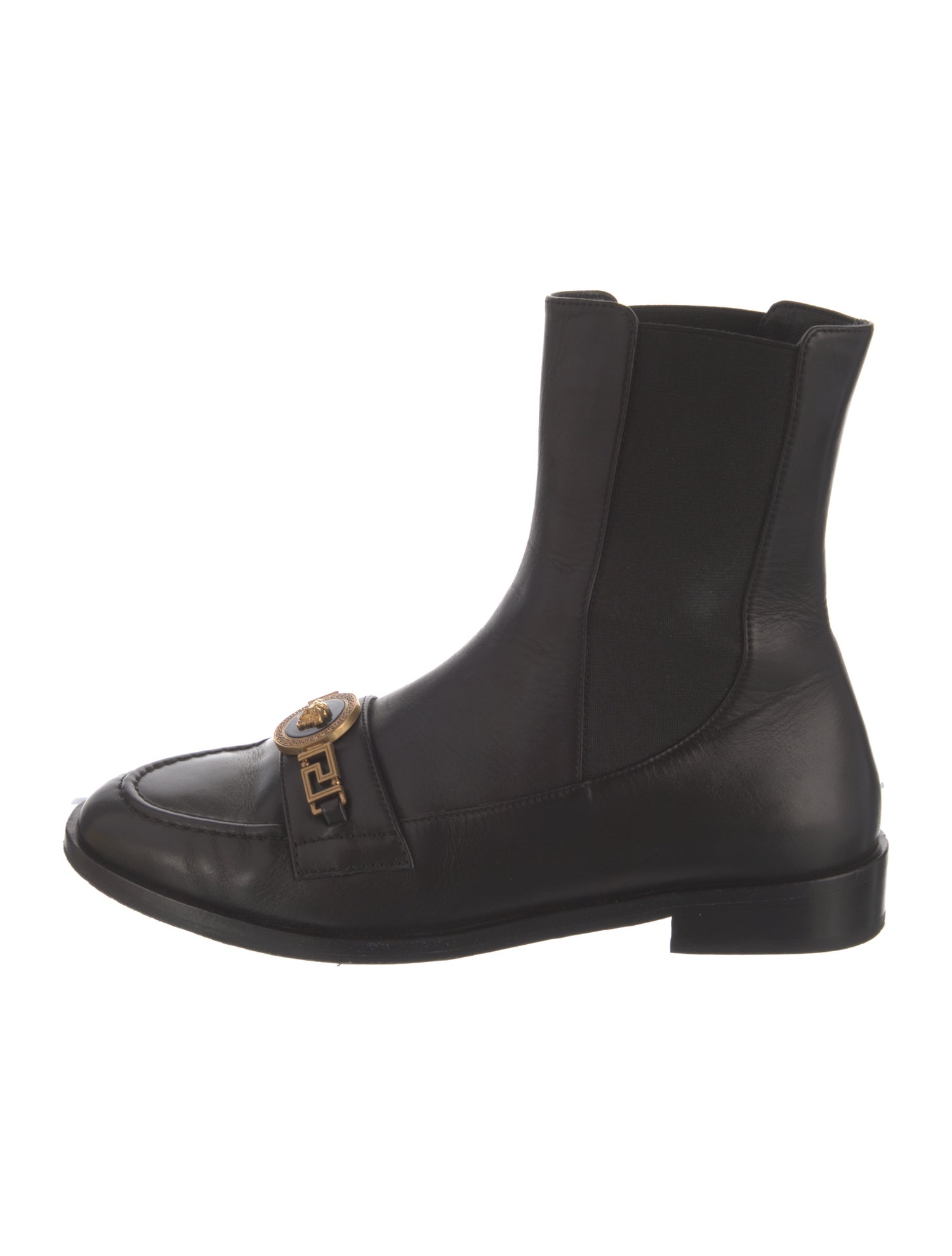 Versace Medusa Insignia Leather Chelsea Boots
