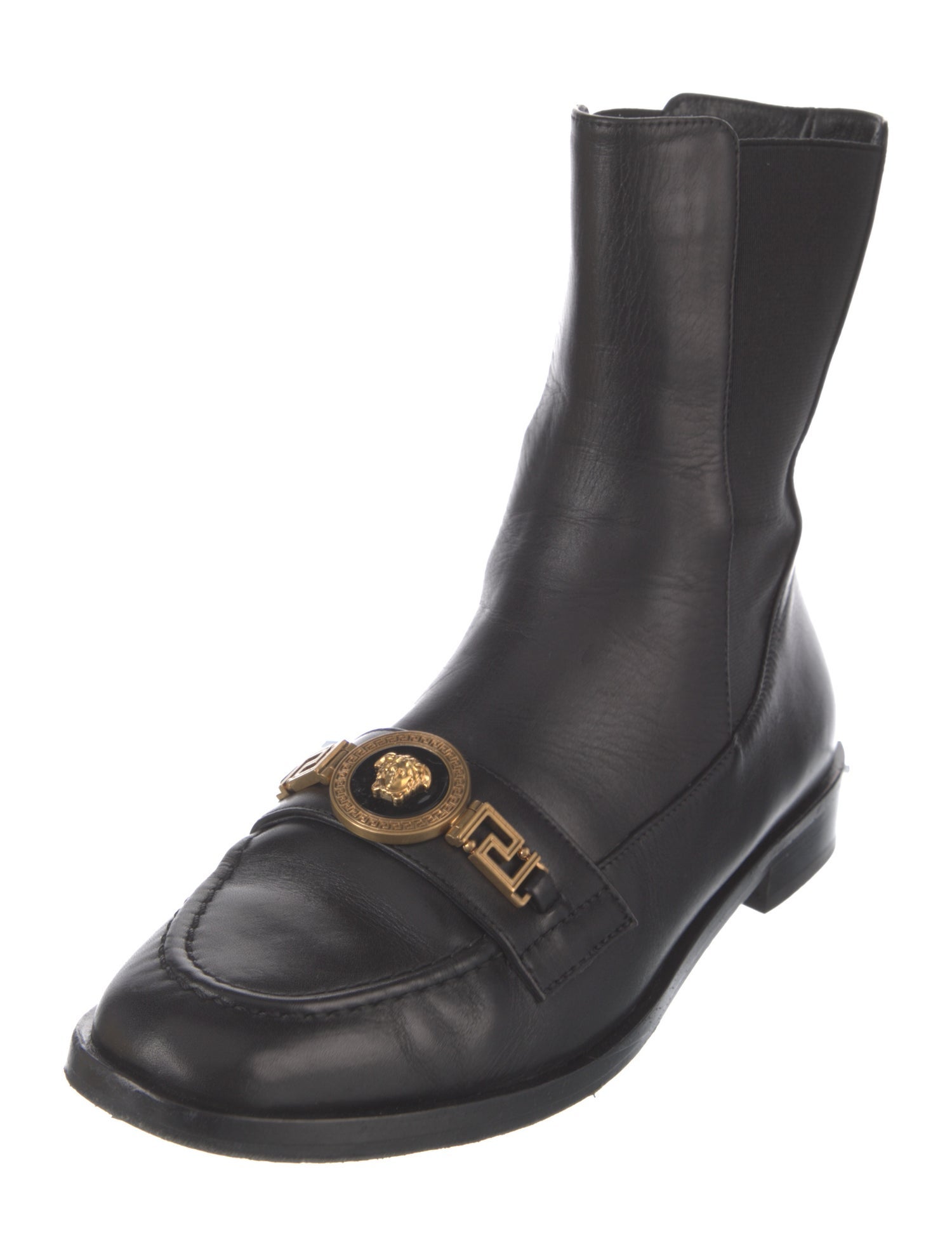 Versace Medusa Insignia Leather Chelsea Boots