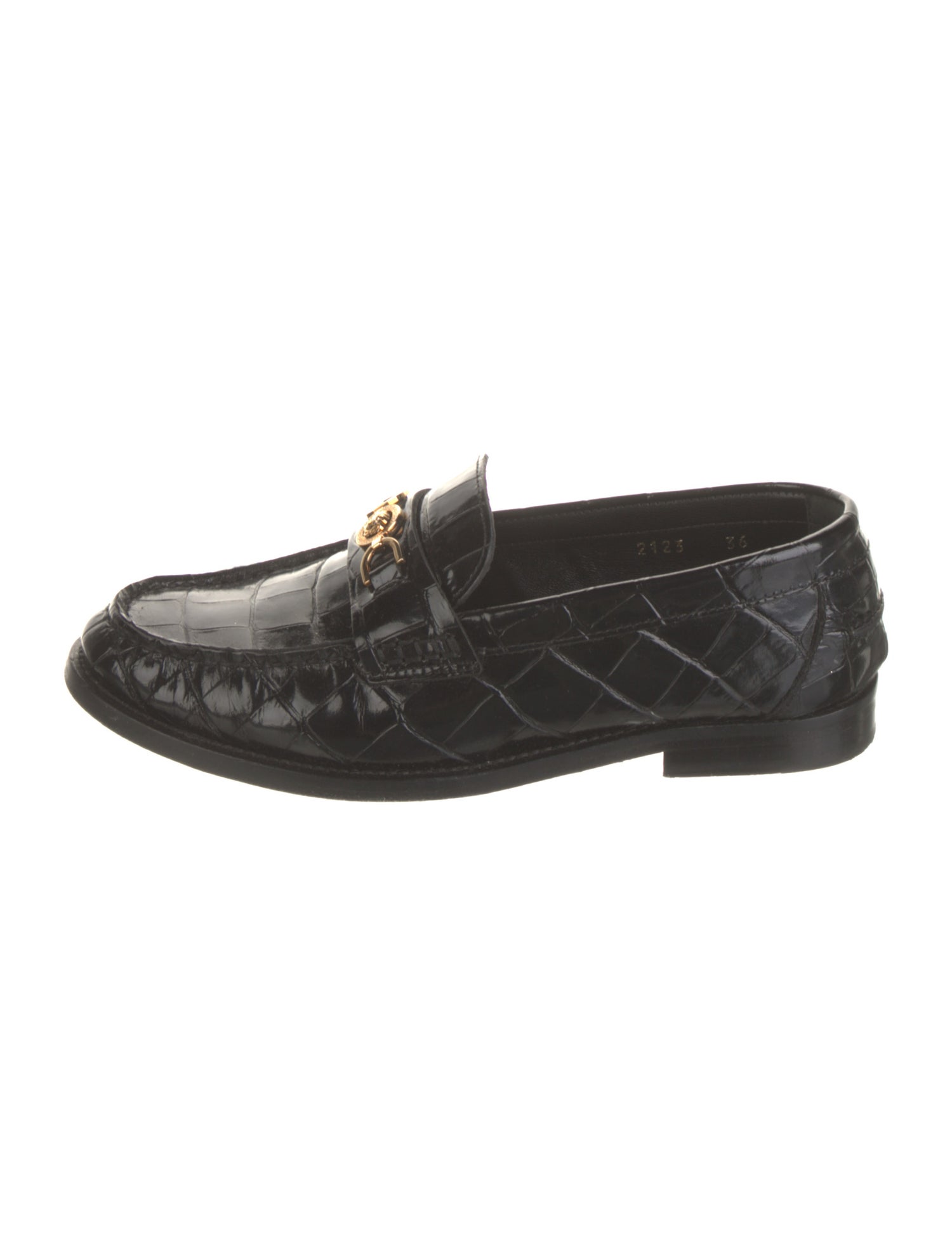 Versace Leather Chain-Link Accents Loafers