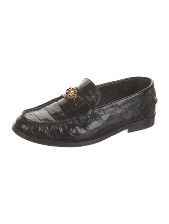 Versace Leather Chain-Link Accents Loafers