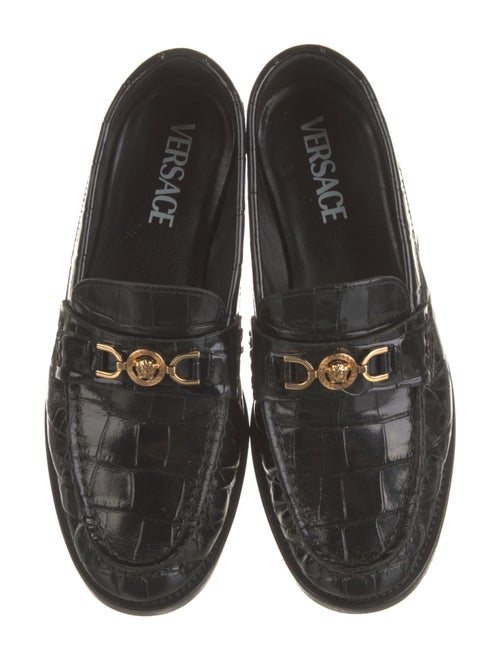 Versace Leather Chain-Link Accents Loafers