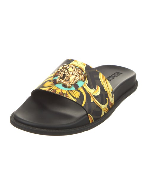 Versace Leather Printed Slides