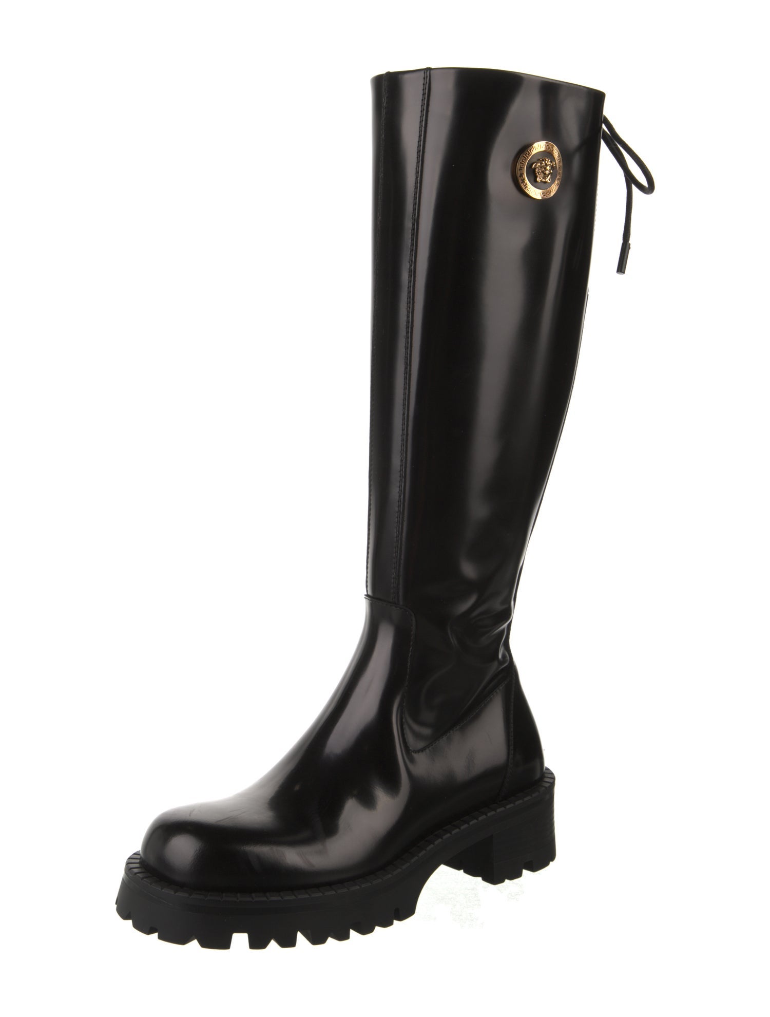 Versace Leather Rain Boots