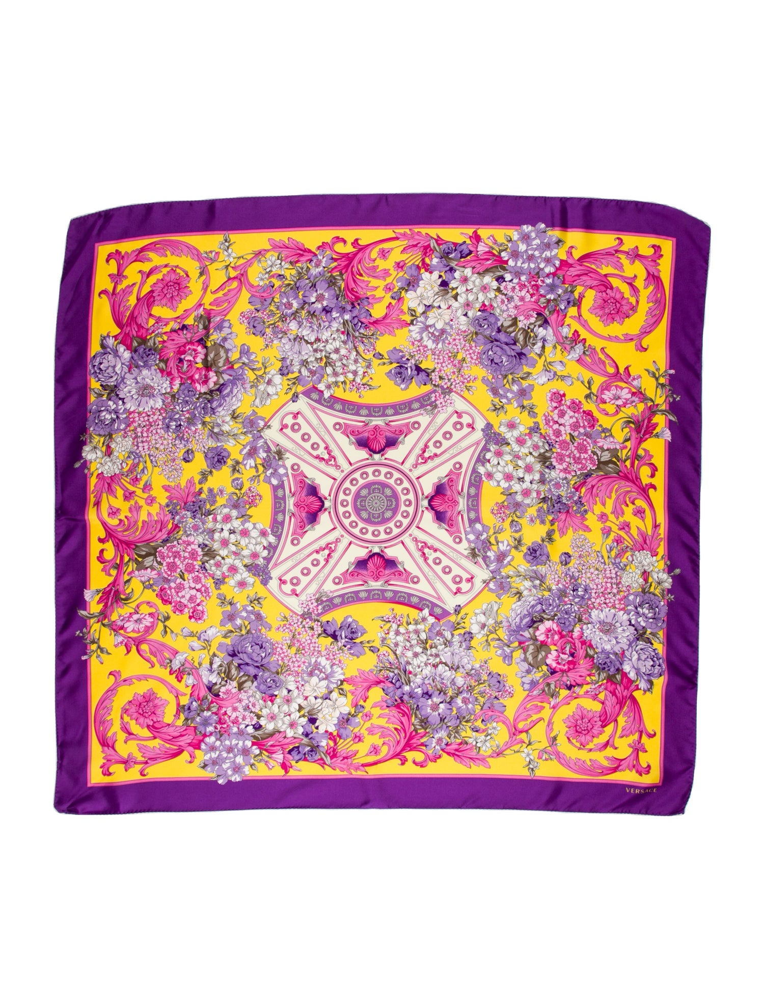 Versace Silk Floral Print Scarf