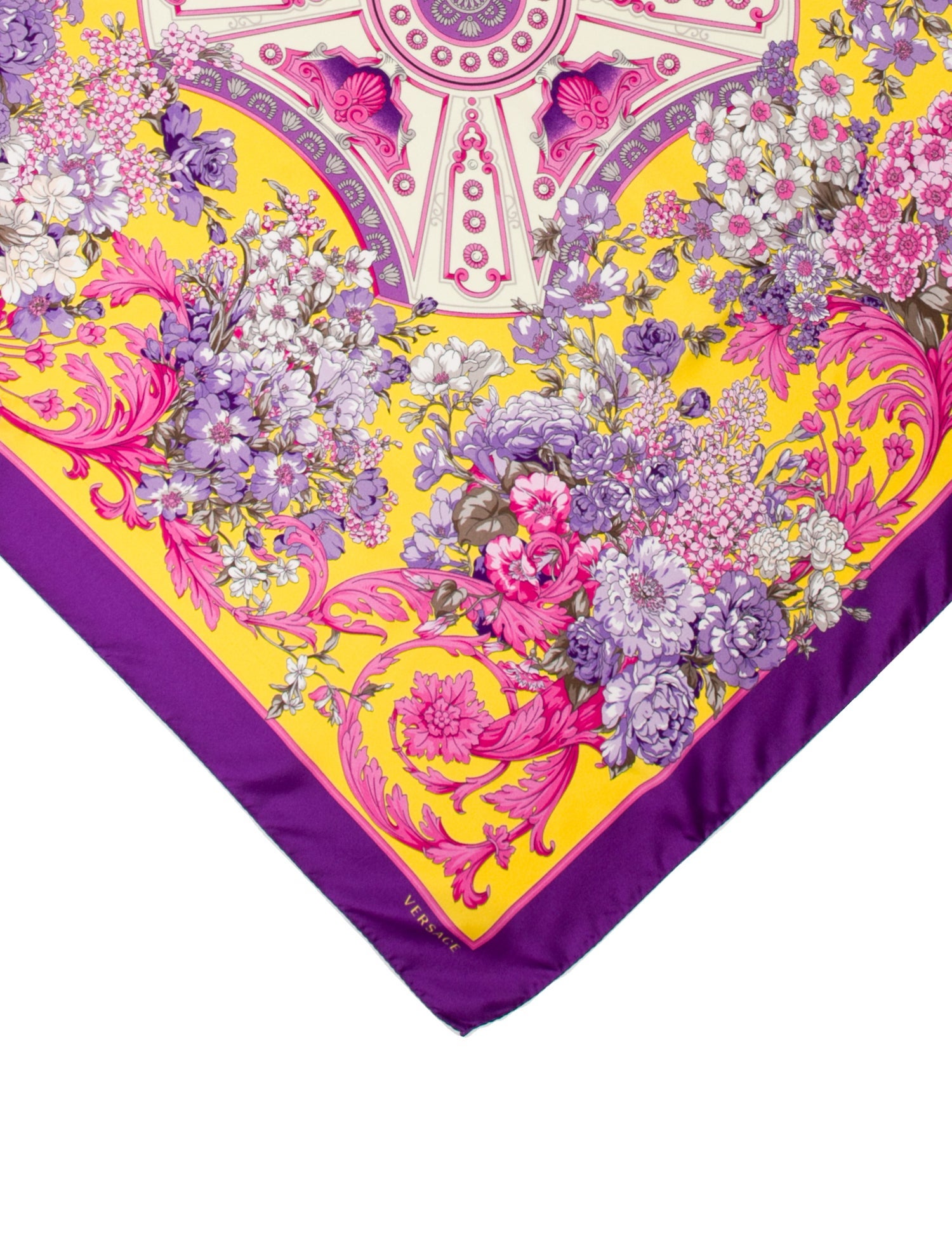 Versace Silk Floral Print Scarf