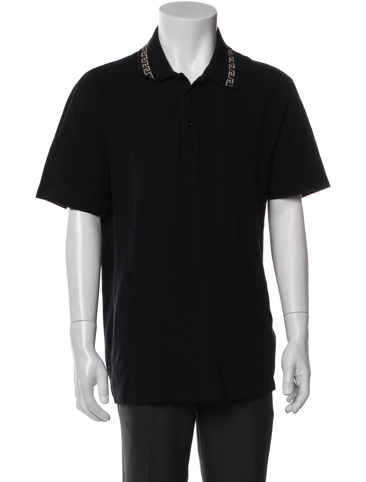 Versace Graphic Print Collar Polo Shirt