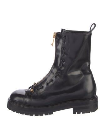 Versace Medusa Insignia Leather Combat Boots
