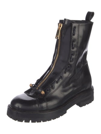 Versace Medusa Insignia Leather Combat Boots